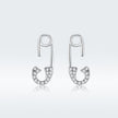 925 Sterling Silver Earrings for Women - 1.7x0.6cm, Platinum Plated with Pavé Setting CZ