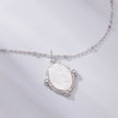 925 Sterling Silver Necklace with White Gold Plating, 40+5cm Length, CZ & Mother of Pearl Pendant for Women