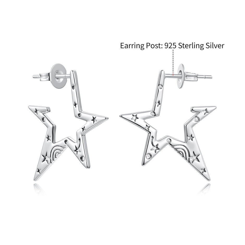 925 Sterling Silver White Gold Plated 2.3 cm Copper Earrings for Women