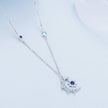 925 Sterling Silver Necklace with Pavé Setting CZ and Spinel Pendant