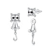 Brass & S925 Silver Earrings | 2.8*1.1cm | White Gold Plated with Pavé Setting CZ for Women