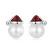 925 Sterling Silver White Gold Plated Enamel Earrings with Shell Pearl for Women