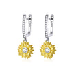 S925 Sterling Silver Plated Gold Pavé Setting CZ Earrings