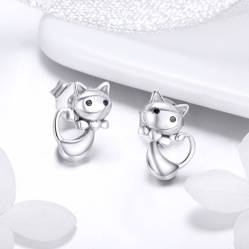 925 Sterling Silver Earrings with Pavé Setting in Oxidized Finish