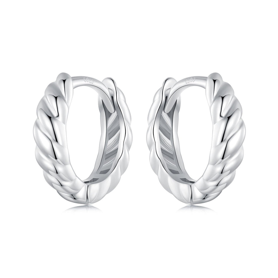 925 Sterling Silver Plated White Gold Earrings for Women - Size 11*3mm