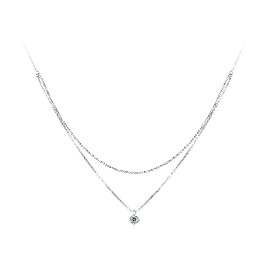 925 Sterling Silver Necklace with 8x6mm Pavé Setting CZ Pendant for Women