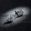 925 Sterling Silver Earrings with Pavé Setting CZ, Oxidized Silver, 0.7*0.8 cm for Women