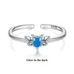 925 Sterling Silver Pendant with Luminous Stone - Oxidized Silver, For Rings