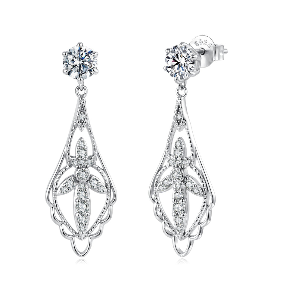 925 Sterling Silver 0.50 Carat Moissanite Earrings with White Gold Plating for Women