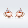 925 Sterling Silver Rose Gold Plated Pavé CZ Earrings for Women