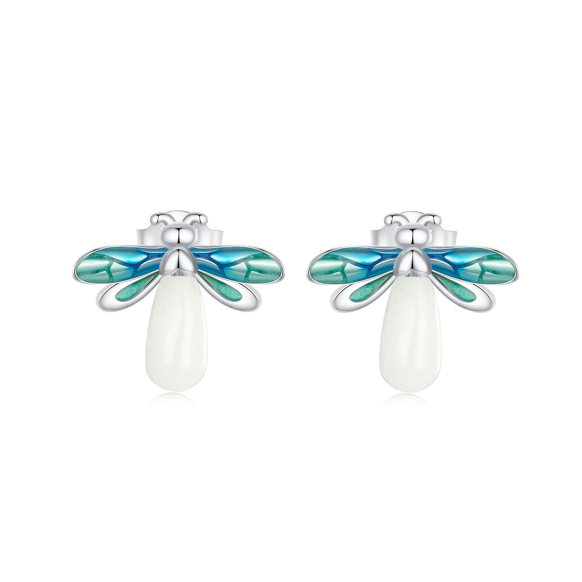 925 Sterling Silver Earrings with Luminous Stone in 10x12mm