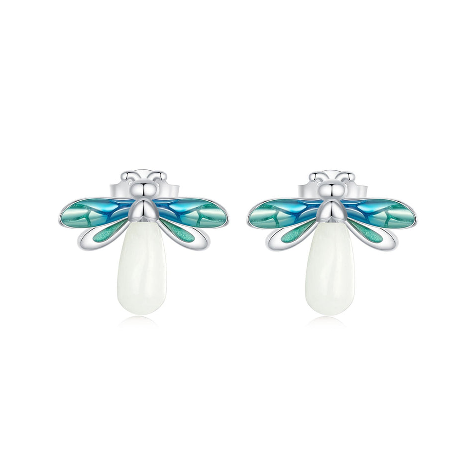 925 Sterling Silver Earrings with Luminous Stone in 10x12mm