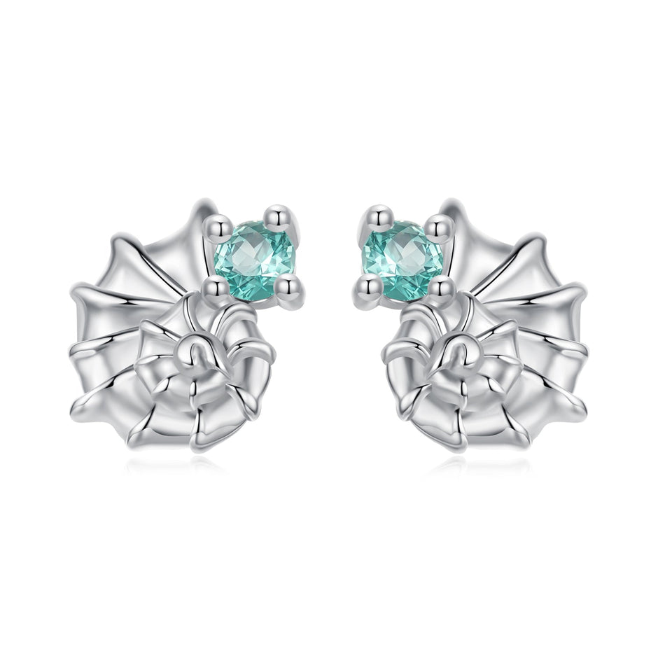 925 Sterling Silver Earrings with Transparent Glass and White Gold Plating for Women