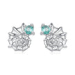 925 Sterling Silver Earrings with Transparent Glass and White Gold Plating for Women