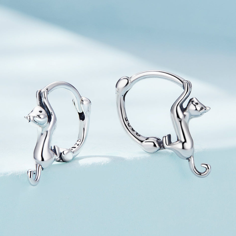 925 Sterling Silver Plated Gold Earrings Size 1.8cm for Women