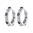 S925 Oxidized Silver Pavé CZ Earrings Size 14*2.5mm for Women