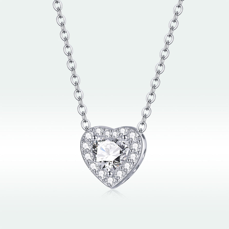 925 Sterling Silver Adjustable Cubic Zirconia Pendant Necklace for Women