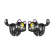 925 Sterling Silver Black Gold Plated Enamel CZ Earrings Size 10*14mm for Women