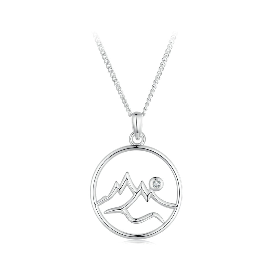 925 Sterling Silver Necklace with Pavé Setting CZ 21*16mm Pendant