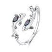 925 Sterling Silver Transparent Glass Ring for Women