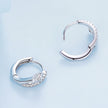 925 Sterling Silver Platinum Plated Pavé CZ Earrings
