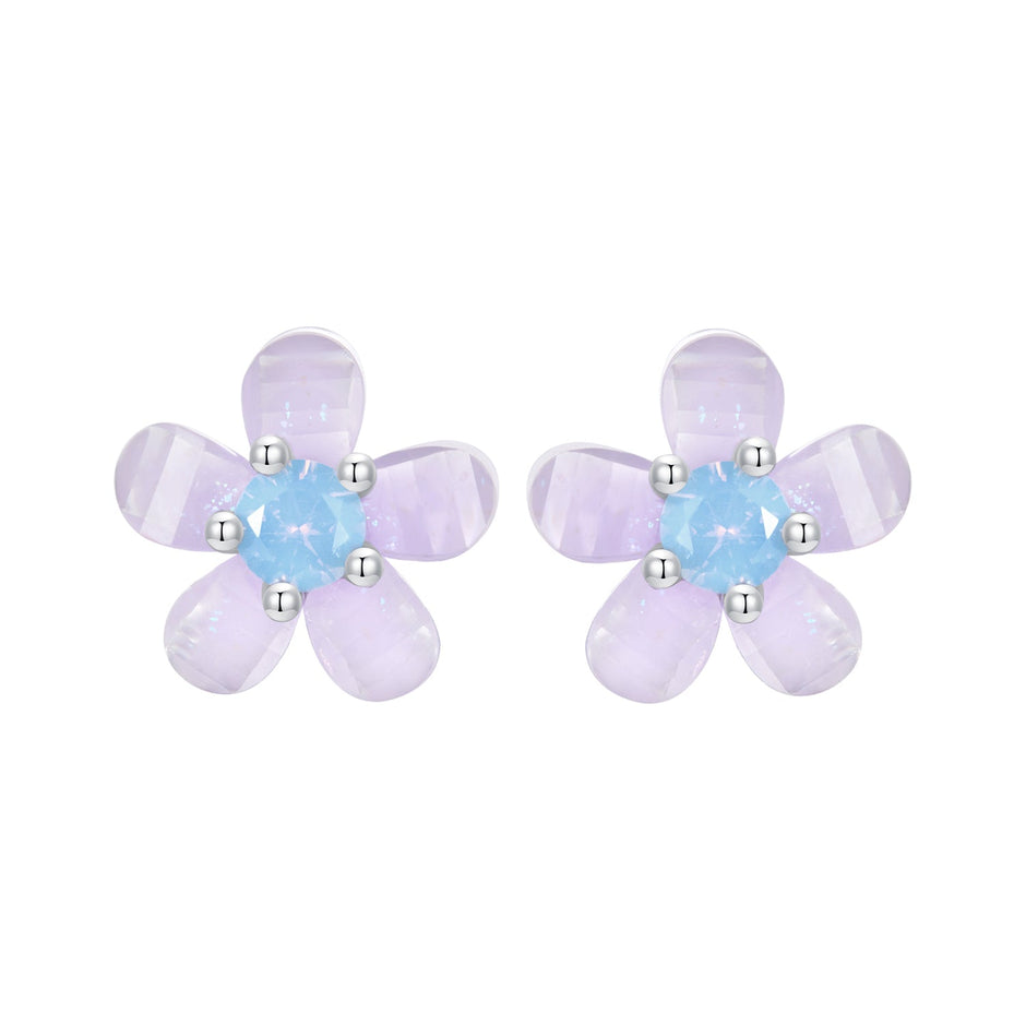 925 Sterling Silver Opal 8mm Earrings for Women