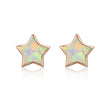 925 Sterling Silver Plated Rose Gold Translucent Opal Earrings 0.7cm for Women