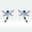 925 Sterling Silver Earrings with Pavé Setting CZ in Oxidized Silver