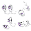 925 Sterling Silver Enamel Earrings with CZ - 1.2x0.7cm, Oxidized Finish for Women