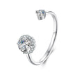 925 Sterling Silver Moissanite 0.5ct & 0.2ct Ring in Size E for Women