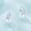 925 Sterling Silver Earrings with Quality Shell Pearl and CZ, 21*11mm, for Women