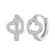925 Sterling Silver Blue Pavé Setting CZ Earrings 12x8mm for Women