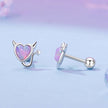 925 Sterling Silver White Gold Plated Opal Earrings 0.7x0.8cm for Women