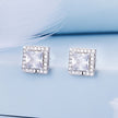925 Sterling Silver Earrings with Pavé Setting CZ and Platinum Plating.