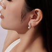 925 Sterling Silver White Gold Plated 1.6cm Hoop Earrings with Synthetic Pearl for Women