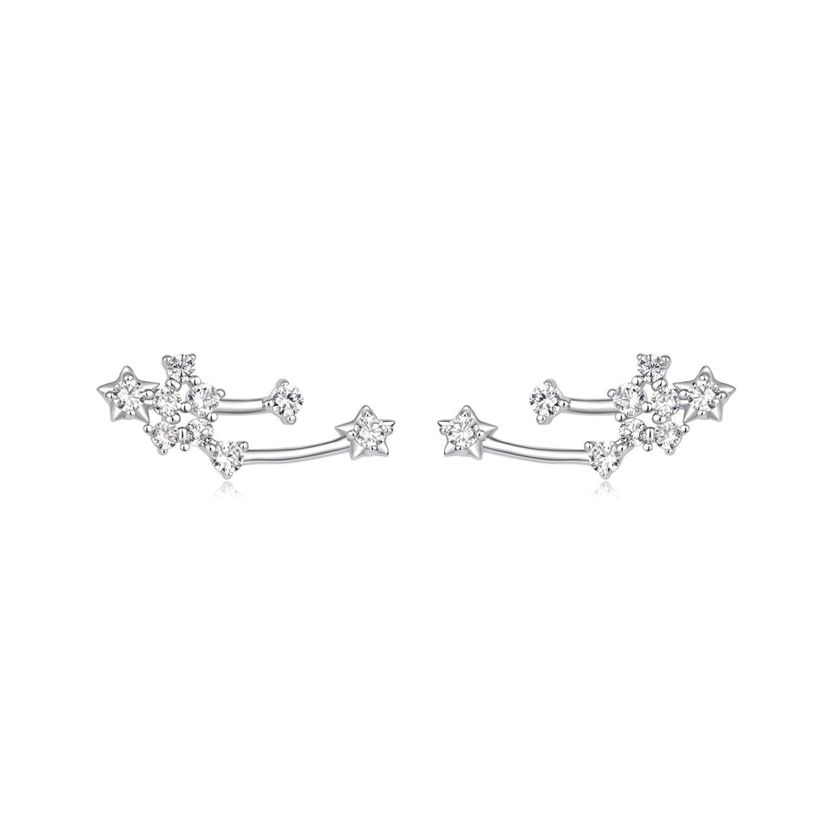 925 Sterling Silver & Brass White Gold Plated Earrings with CZ for Women