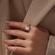 925 Sterling Silver Enamel Pavé CZ Ring for Women Size 1.3 cm