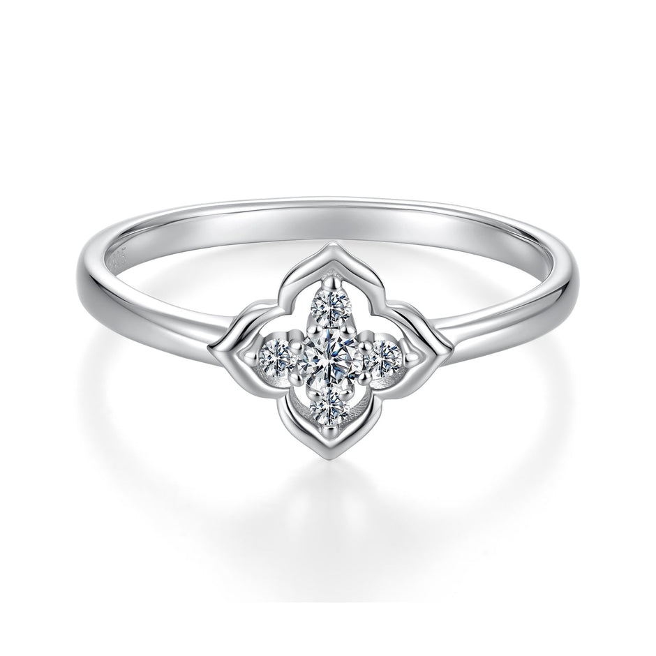 925 Sterling Silver White Gold Plated Moissanite Size 6 Ring for Women