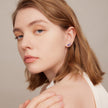 925 Sterling Silver Earrings with CZ and Oxidized Finish - 1.3*0.6cm