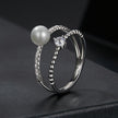 925 Sterling Silver & Moissanite Ring with Freshwater Pearl - Size 6 - Women's Jewelry