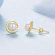 925 Sterling Silver Freshwater Pearl Gold Plated Earrings