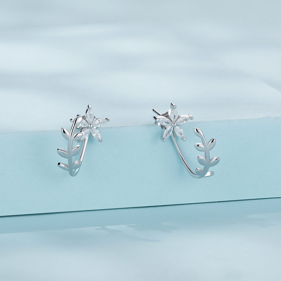 925 Sterling Silver Plated Platinum Earrings with CZ