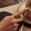 925 Sterling Silver Pavé Set CZ Enamel White Gold Plated Nano Opal Pendant Ring