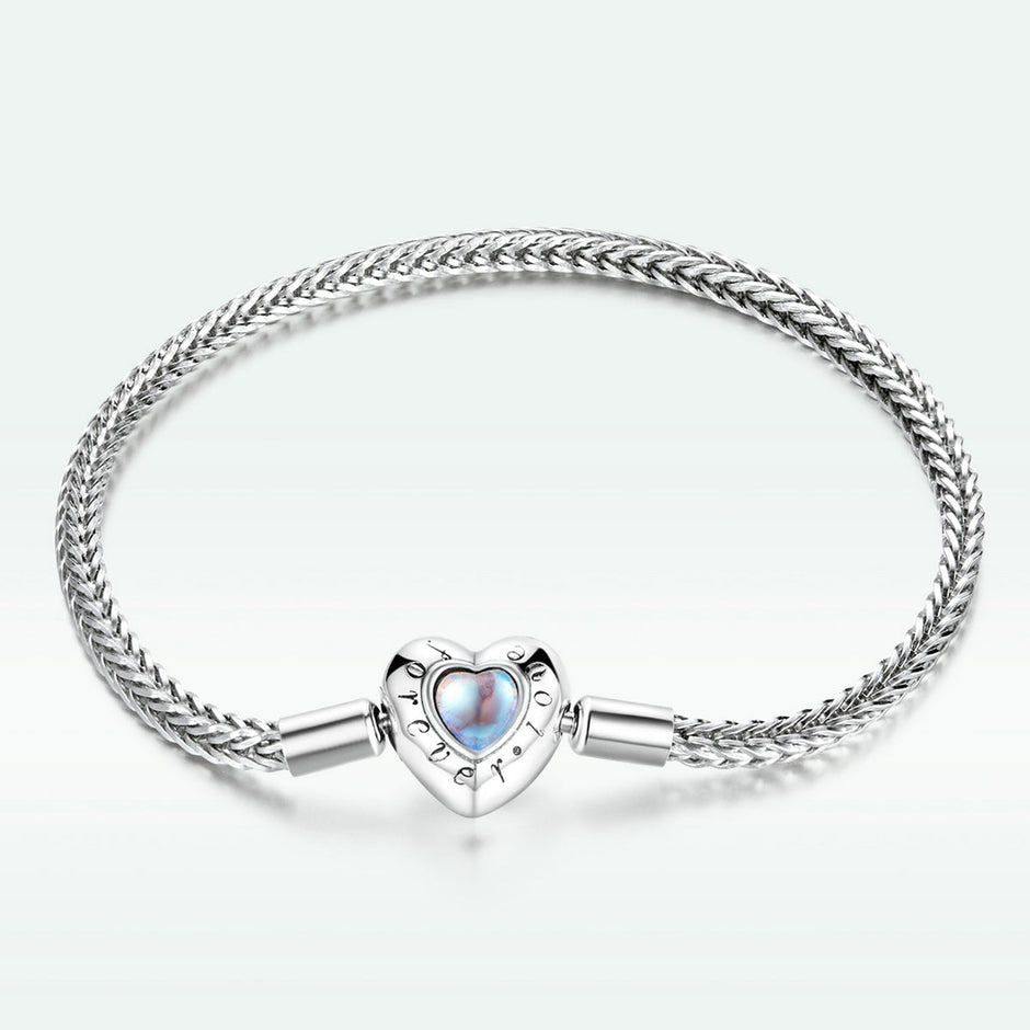 925 Sterling Silver Moonstone Bracelet 17cm for Women