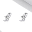 925 Sterling Silver Earrings with Pavé Setting CZ and Platinum Plating - 0.5cm for Women