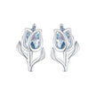 925 Sterling Silver Synthetic Spinel Earrings with Platinum Plating - 12x7mm