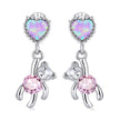 925 Sterling Silver Earrings with Translucent Opal and CZ for Women