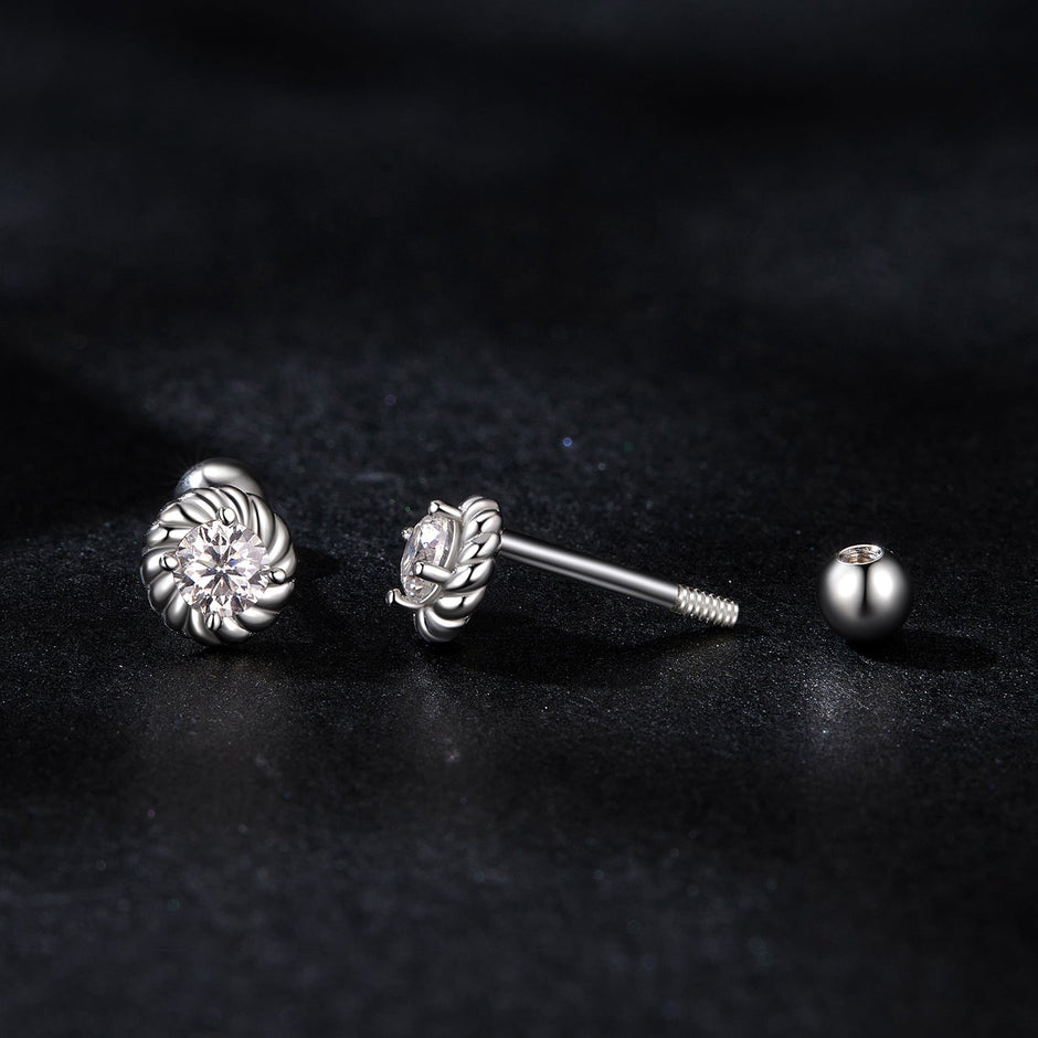 925 Sterling Silver 3mm Moissanite Earrings for Women