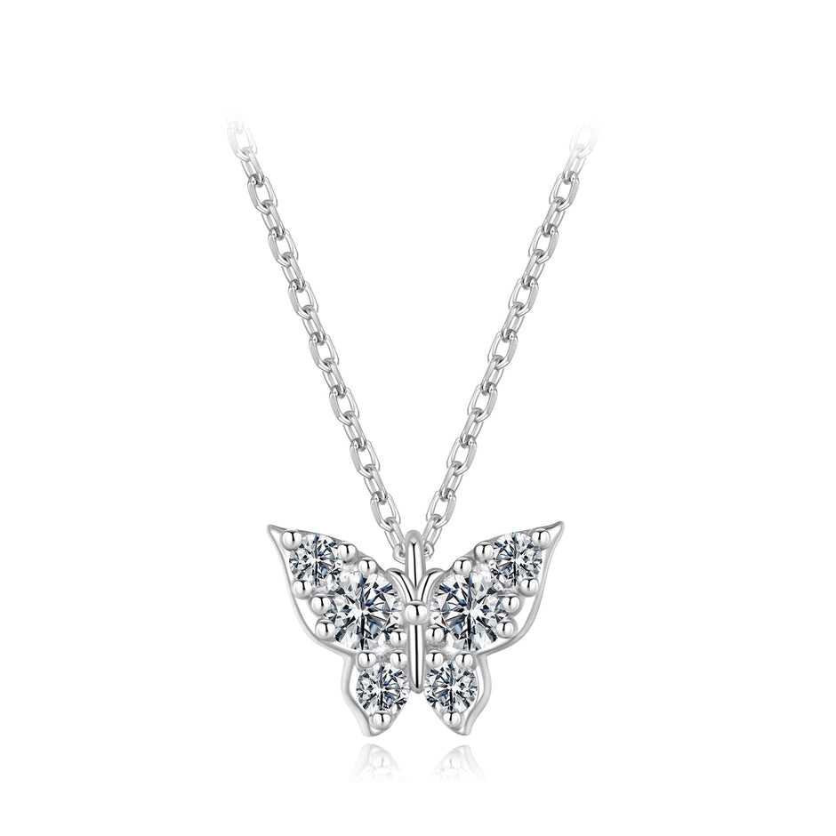 925 Sterling Silver Plated White Gold Moissanite Necklace 40+5cm for Women