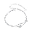 925 Sterling Silver Bracelets with Platinum Plating and CZ Stones - 150+60mm